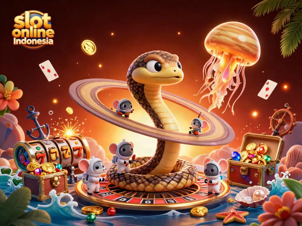 Experience thrilling action in slot online Indonesia with animated mice betting on cosmic roulette and golden jellyfish dealers.